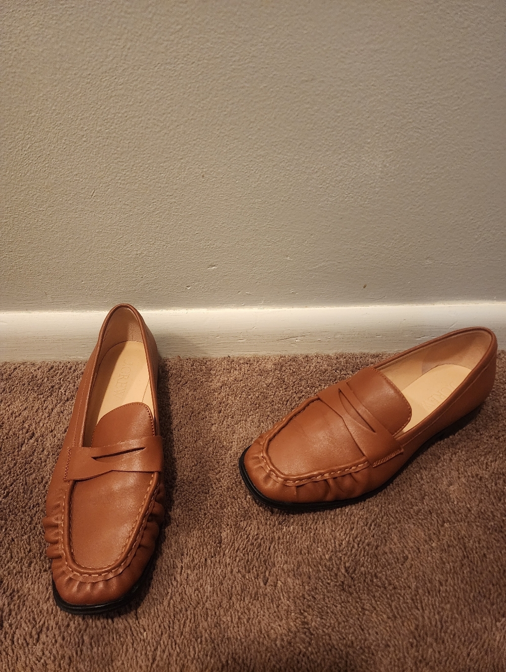 J.Crew Cognac Penny Loafers, Sz 8.5